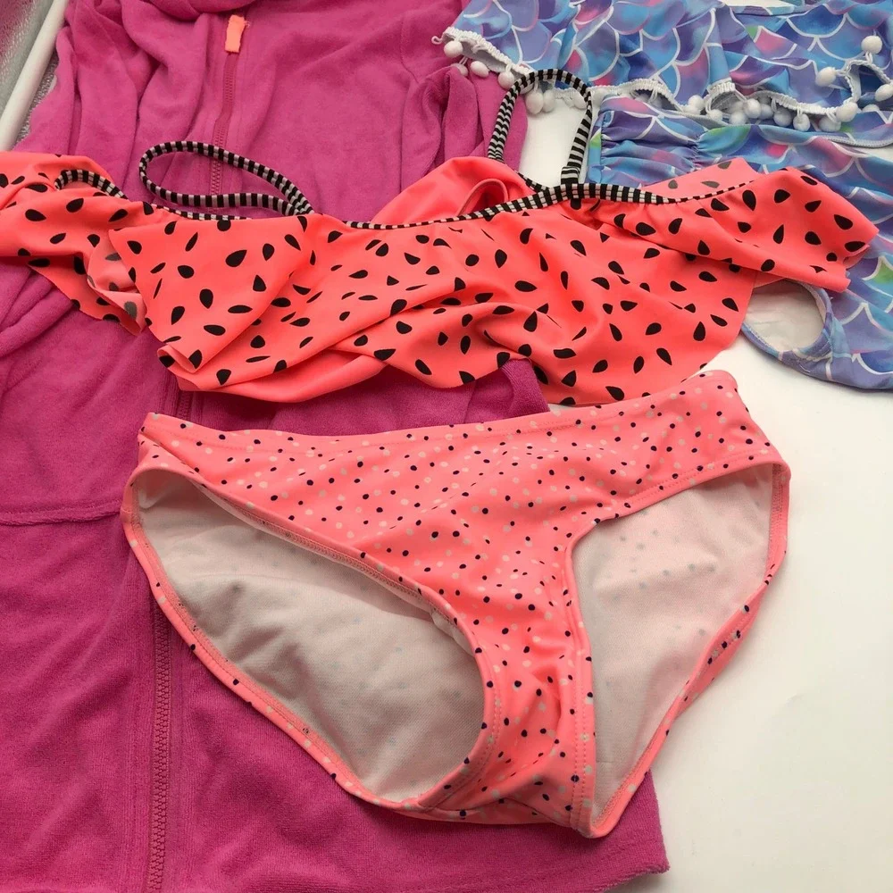 Girls Size 10-12 (L) Swimsuits Bikinis BUNDLE‎ Cat & Jack Wonder Nation Beach